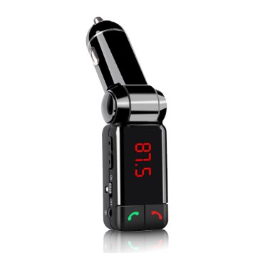 FX-Victoria Bluetooth FM Transmitter Audio Receiver Adapter Bluetooth Car Kit with 3.5mm Audio Output Cable, Dual USB Charging, suitable for Apple, HTC, LG, Samsung or other tablets/Smartphone - Black