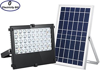 Solar Flood Light 1000 Lumens Outdoor Solar Security Light Auto ON/OFF Dusk to Dawn Outdoor Lighting for Patio Backyard Driveway Garage Billboard Square Court Porch (White)