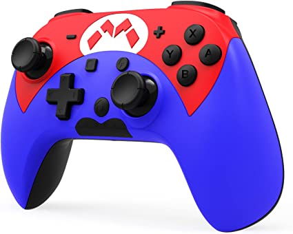 NexiGo Wireless Controller for Switch/Lite/OLED with Back Buttons, Bluetooth Switch Controller with Semi-Auto Turbo, Motion, Vibration Function (Red & Blue)