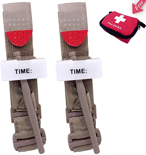 Demon Eight Tourniquet,Tactical First Aid Artery Tourniquet Pouch Holder Band Hemorrhage Control Set of 2 with First Aid Kit