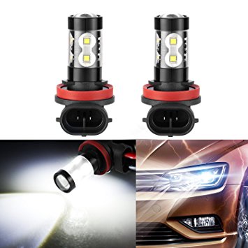 Starnill H11 H8 High Power Max 50W Extremely Bright 6000K Xenon White LED Lights Bulbs for Car Truck Fog Lights Lamps Replacement (H11)