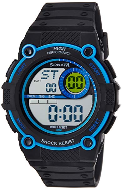 Sonata Digital Black Dial Men's Watch -NK77004PP03