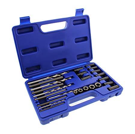 ABN Screw & Bolt Extraction 25-Piece Remover Tool Kit – Drill Bits, Extractor Pins, Drilling Guides, Extractor Nuts Set