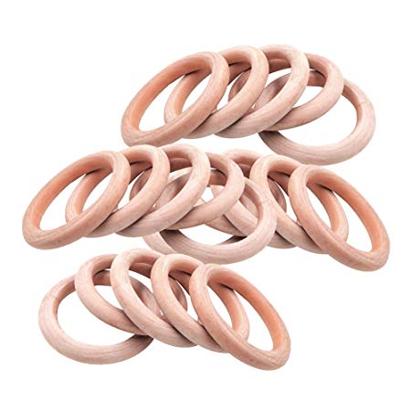 Wood Rings,25 Pack Natural Wood Rings for Crafting DIY Jewelry Making Craft Projects,55mm Wooden Teething Round Rings Beads Jewelry Findings Ring Pendant Connectors