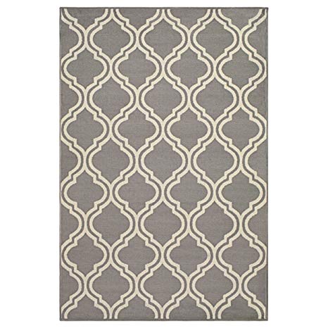 Superior Designer Double Trellis Area Rug, 6' x 9', Grey