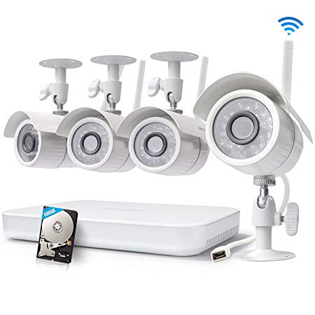 Zmodo 8CH Wireless Security Camera System - 1080P HDMI NVR with 500GB Hard Drive, 4 x 720P HD Wireless Cameras Night Vision - WiFi Easy Installation No Video Cables Needed (Certified Refurbished)