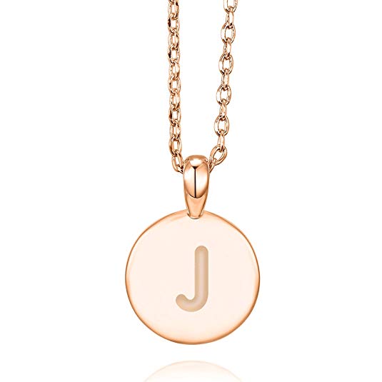 PAVOI 14K Rose Gold Plated Initial Alphabet Pendant Necklace Personalized Gifts for Women