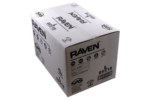 SAS Safety 66518 Raven 6 mil Black Nitrile Disposable Gloves - Large - 10 Pack(100 Gloves per Box) by SAS