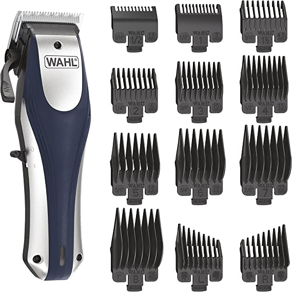 Wahl Clipper Lithium Pro Cordless Hair Clippers for Men with 22 Pieces, 2 Hour Runtime, and Cutting Lengths from 1/16”-1”, Blue (79470)