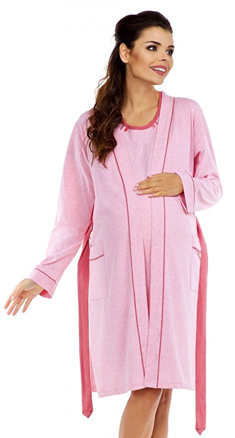 Zeta Ville Maternity - Womens Nursing Nightdress Robe Labour Hospital Gown 552c