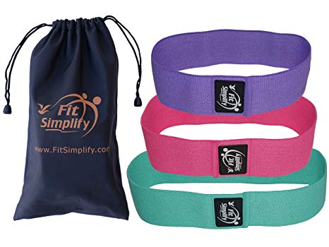 Fit Simplify Resistance Hip Bands - Highest Resistance Exercise Bands - Set of 3 Booty Bands - Bonus Instruction Guide, Carry Bag, Ebook and Online Workout Videos