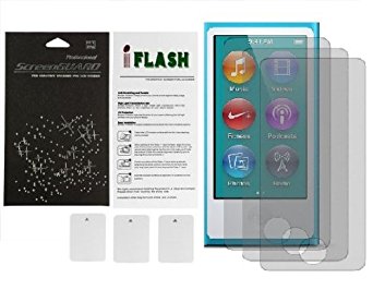 iFlash Bubble Free Screen Protector: Crystal Clear edition - For Apple Nano 7th Generation - (3Pack) Retail Packaging