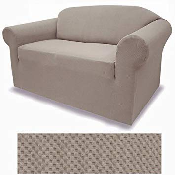 Grand Linen 4-Way Stretch Spandex Jersey TAUPE BROWN Arm Chair Slipcover - 1 Piece Couch Cover