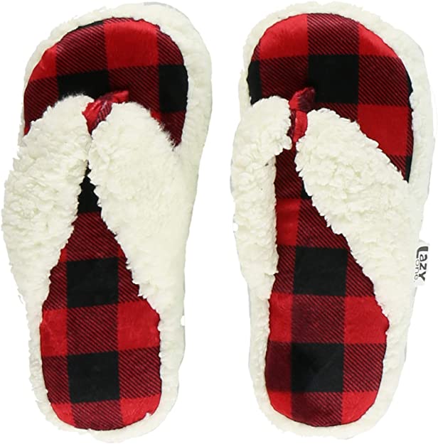 Lazy One Spa Flip-Flop Slippers for Women, Girls' Fuzzy House Slippers