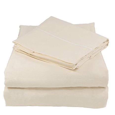 Whisper Organics 300 Thread Count Soft Cotton Twin XL Bed Sheet Set (GOTS Certified), Natural