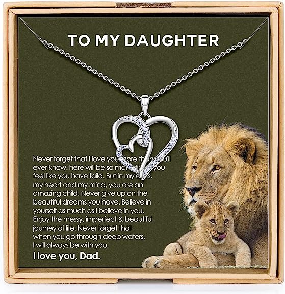 NINAMAID Daughter Gifts from Dad, 925 Sterling Silver Daughter Necklace Gifts for Daughter Father Daughter Gifts to My Daughter Necklace Birthday