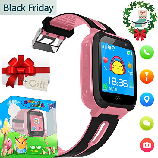 Kids Smart Watch with Camera GPS Tracker for Boys Girls Maths Game Alarm Clock Cell Phone Call Children Learning Wrist Watches Wearable Bracelet Compatible with Android iPhone (03 S4 Pink)