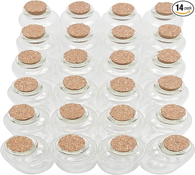 Axe Sickle 14 Pcs 30 mL Small Glass Bottles with Cork Stopper Mini Message Bottles, DIY Decoration Wishing Bottles for Mother's Day Wedding Thanksgiving Halloween Christmas