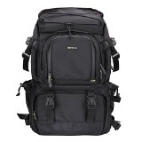 Evecase Extra Large DSLR CameraLaptop Travel Backpack Gadget Bag w Rain Cover - Black