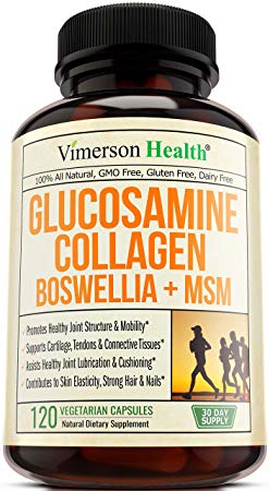 Glucosamine Sulfate Collagen Chondroitin Supplement with Boswellia, MSM, Bromelain, Quercetin and Methionine. Joint Support for Mobility. Aids Healthy Muscle, Cartilage, Bones, Hair, Skin and Nails