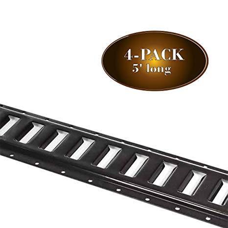 Four 5' E Track Tie-Down Rail, Powder-Coated Steel ETrack TieDowns | 5' Horizontal E-Tracks, Pack of 4 Bolt-On Tie Down Rails for Cargo on Pickups, Trucks, Trailers, Vans