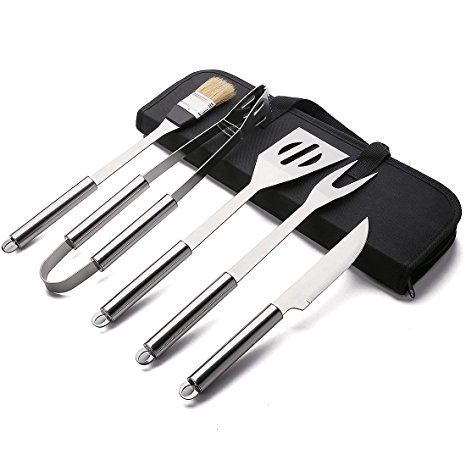 Desir BBQ Tool Set,5-Piece 12-Piece 18-Piece 22-Piece Stainless Steel BBQ Barbecue Grill Tool Set (5 pieces in bag)