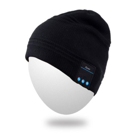 Qshell Wireless Bluetooth Headset Music Beanie Women Men Winter Knitted Hat Trendy Cap with Speaker and Noise Cancelling Mic for Running SportsCompatible with Iphone SamsungBest Christmas Gifts -Black