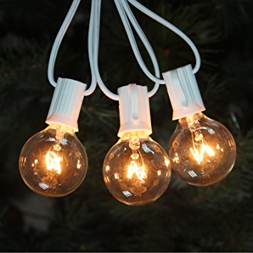 Goothy Globe String Lights with G40 Bulbs (25ft.) UL Listed Backyard Patio Lights Garden Bistro Party Natural Warm Bulbs Cafe Hanging Umbrella Lights on Light String Indoor Outdoor-White