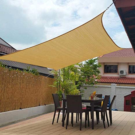 Artpuch 10' x 13' Shade Sails 185GSM Rectangle Shade Sail UV Block for Patio Garden Outdoor Facility