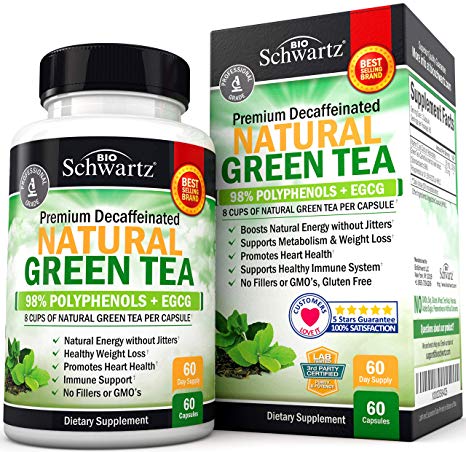 Premium Natural Green Tea Capsules for Instant Energy Without Jitters - for Metabolism & Weight Loss Support - Promotes Heart Health - Supplement for Healthy Immune System Support - 60 Capsules