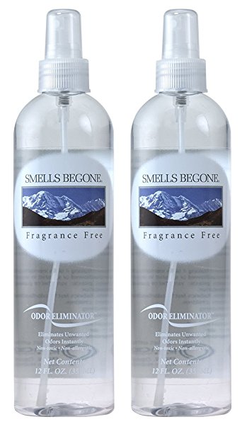 SMELLS BEGONE Air Freshener Spray - Odor Eliminator - Non-Toxic - Fragrance Free (2 Pack 12 Ounce)