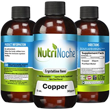 NutriNoche - Liquid Copper Supplement - 30 PPM 8 fl oz - Nano Copper - Crystalline Purity - High Bioavailability - Colloidal Minerals (1)