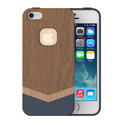 Slicoo Slim Handmade Natural Wooden Case for iPhone 5 5s - Black Walnut