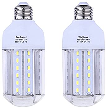 SkyGenius 15W Daylight LED Corn Light Bulb 100W Incandescent Replacement, for Home Lighting Kitchen Porch Bedroom(2 Pack)