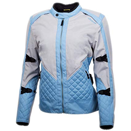 ScorpionExo Dominion Women's Textile Adventure Touring Motorcycle Jacket (Grey/Blue, Small)