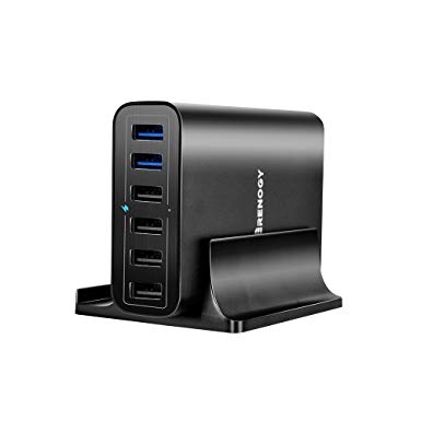 Renogy 60W 6 Port Wall Charger with Quick Charge 3.0 USB Functional for iPhone X iPad Air mini Galaxy S9 S8 Edge Plus Note 8 5 LG Nexus HTC and More