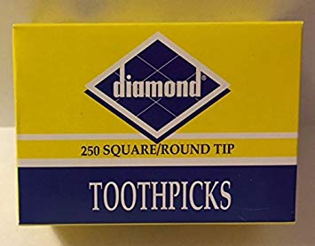 Diamond Square/Round Tip Toothpicks - One (1) box of 250 by Diamond