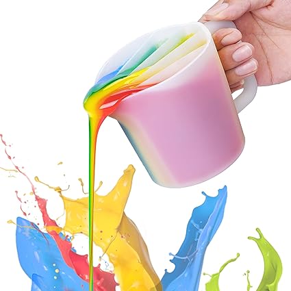 LET'S RESIN 17OZ/500ML Split Cup with Handle, Thicken & Easy Clean Split Cups for Paint Pouring with 5 Channels, Silicone Reusable Fluid Art Split Cups for Acrylic Paint, Resin Molds, Epoxy Resin Art