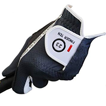 FINGER TEN Men’s Golf Glove Rain Grip Black Grey Color Pack, Durable Fit Hot Wet All Weather, Left Hand Set Size Small Medium Large XL