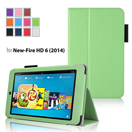 Case for Fire HD 6 - Elsse Premium Folio Case with Stand for Fire HD 6 (Oct, 2014 Release) - Green