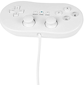 GPCT [Ergonomic] Lightweight [Wired] Classic Game Controller Pro For Nintendo Wii Remote. Includes 8 Buttons W/ Directional Pad & Dual Analog Joysticks. Compatible W/ Wii, Wii U WiiWare- [White]