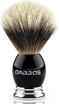 Anbbas Silvertip Badger Shaving Brush,Black Resin & Alloy Design Handle for Men Wet Shaving,Handmade Badger Brush,No Hair Shedding, No Terrible Smell