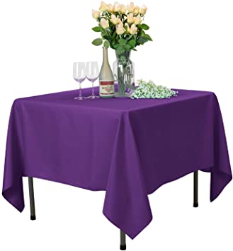 VEEYOO Square Tablecloth - 70x70 Inch Polyester Table Cloth Washable Wrinkle Free Dinner Tablecloth for Wedding, Party, Restaurant,Indoor and Outdoor Buffet Table - Purple Tablecloth