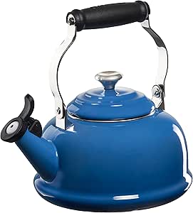 Le Creuset Enamel On Steel Whistling Tea Kettle with Metal Finishes, 1.7 qt., Marseille