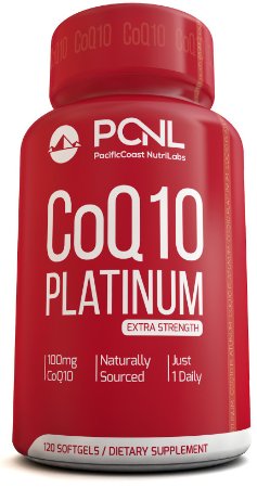 PacificCoast NutriLabs 100mg Coq10, Pure Coenzyme Ubiquinone, High Absorption, Free Ebook, 120 Count
