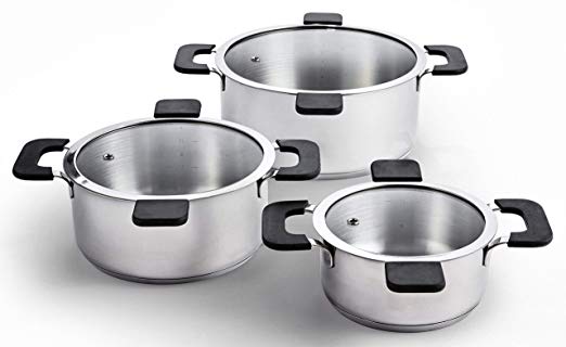 Ozeri ZP16-3P Multi-Size 6-Piece Inductive Pot Set, Stainless Steel