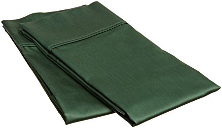 100% Premium Long-Staple Combed Cotton 400 Thread Count, Single Ply, Standard Pillowcase Set, Solid, Hunter Green