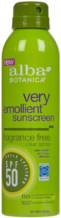 Alba Botanica Very Emolient Continuous Clear Spray Sunscreen SPF 50 - Fragrance Free