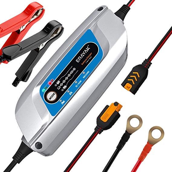 ERAYAK Battery Smart Charger 12V 2A Fully Automatic Battery Charger/Maintainer - Rescue and Recover Batteries