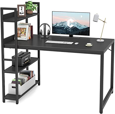 Cubicubi Computer Desk 47 inch with Storage Shelves Study Writing Table for Home Office,Modern Simple Style,Black